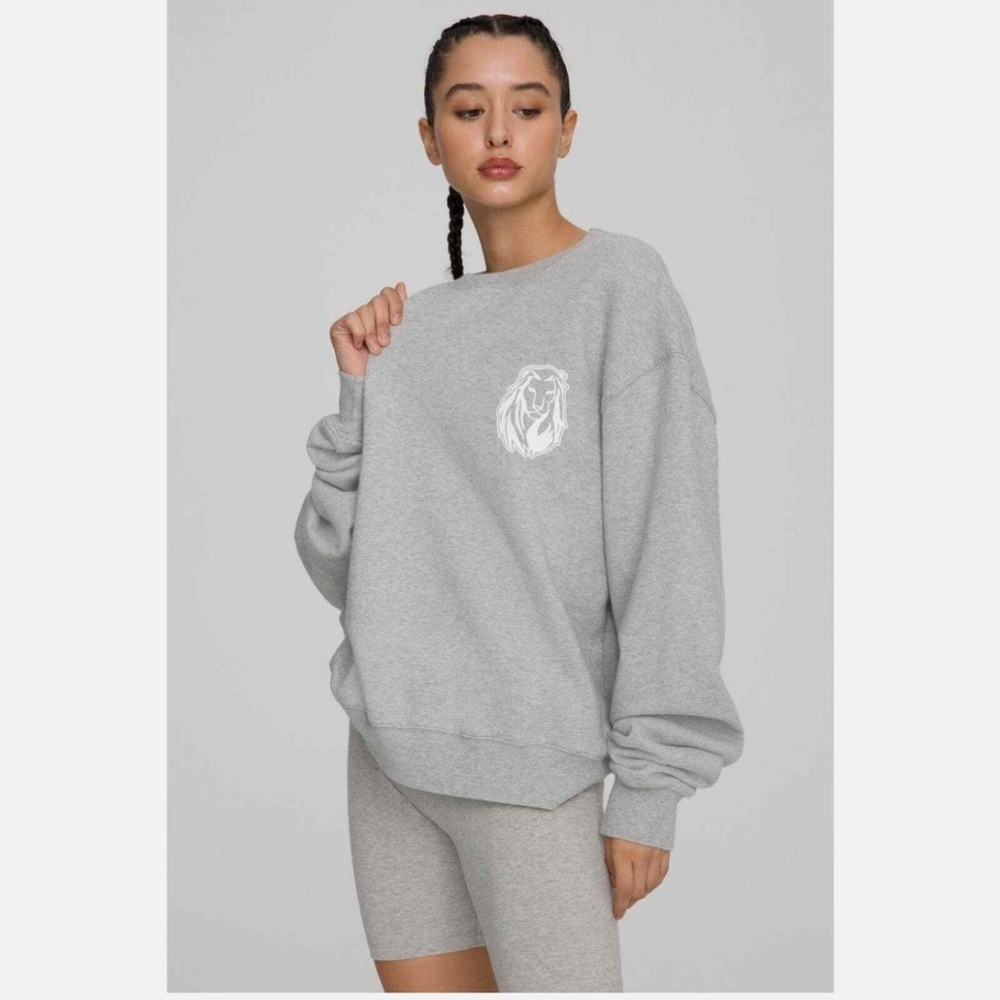 GOOD AMERICAN WOMEN'S GRAY LEO BOYFRIEND SWEATSHIRT SIZE 4 - Picture 4 of 10